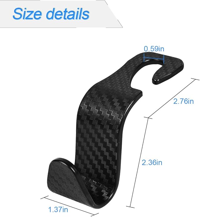 Car Seat Headrest Hook, 4 Pack Auto Seat Hanger Storage Organizer for Purse Handbag Coats Grocery Bags, Car Interior Accessories, Universal Vehicle Backseat Plastic Hanging Hook (Black2)