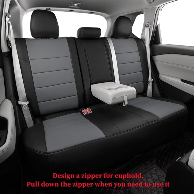 coverdream Full Set Custom Fit Rogue Car Seat Covers for Nissan Rogue Hybrid,Sport 2020 2021 2022,Full Coverage Leather Seat Protector(Black/Gray)