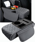 Arm Rest Cover for Car 6.3" Narrow Style,6-in-1 Microfiber Leather Center Console Cover with 2 Storage Bags Cup Holder, Tissue Box Slot, Phone Slot,Universal Accessories Interior Organizers (Grey)