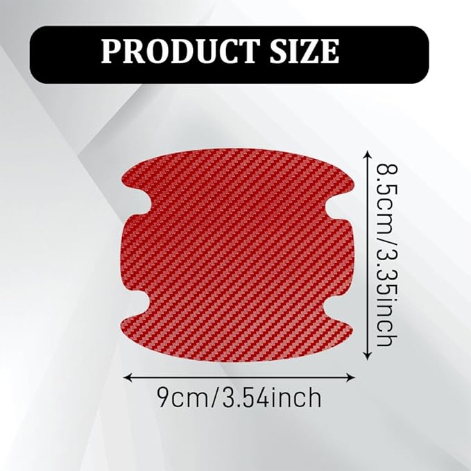4PCS Car Door Handle Scratch Protectors, Car Door Handle Sticker, Carbon Fiber Anti-Scratches Auto Bowl Protectors, Waterproof Cup Paint Guard Protective Films for Most Vehicles (Red 4PCS)