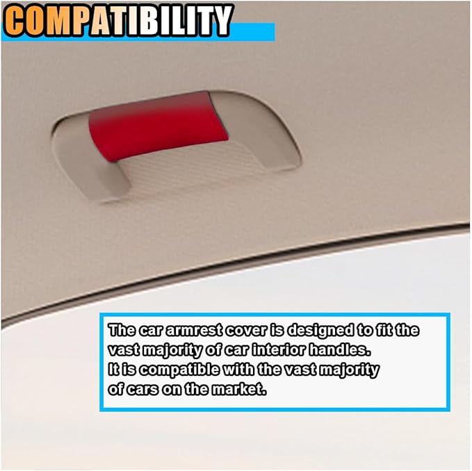 2PCS Car Inside Door Handle Protector, Colorful Soft Fluff Car Pull Handle Cover, Anti-Scratch Grab Handle Wrap, Car Interior Decoration Accessories for Women Men (Red)