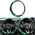 LoyaForba Car Steering Wheel Cover, Microfiber PU Leather Elastic Carbon Fiber Auto Steering Wheel Protector, Universal 15 Inch Breathable Anti-Slip, Car Interior Accessories for Most Cars (Green)