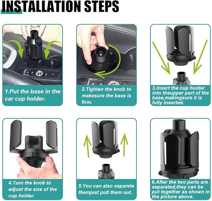 Car Cup Holder Expander, All Purpose Cup Holder Adapter with Adjustable Base, Auto Cup Organizer Expander Holder Compatible with 3.04" to 5.25" Bottles, Mugs, Drinks, Foods (1 PC)