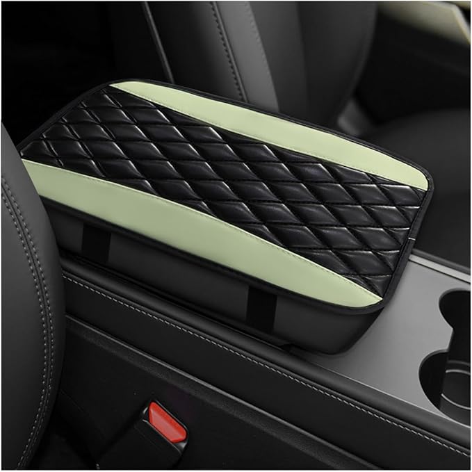Car Center Console Cushion Pad, 12.6"×7.5" Waterproof Leather Armrest Seat Box Cover Protector, Soft Comfortable Anti-Scratch Arm Rest Console Pad for Most Cars Trucks SUVs (Green)