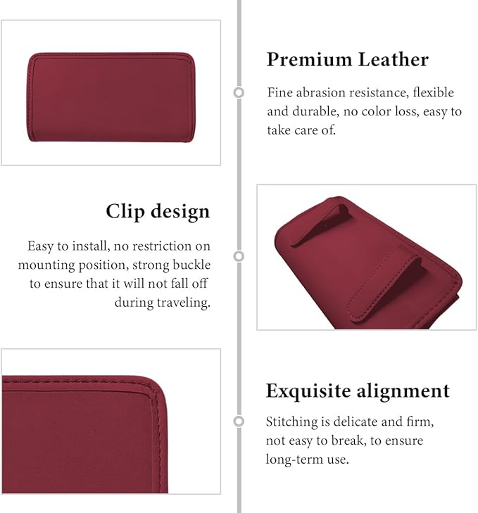 Car Trash Can, Foldable Small Hanging Trash Bin Waterproof Car Door Organizer, Multi-Function Leather Garbage Bag Mini Storage Can for Vehicle Back Seat & Side Door (Wine Red)