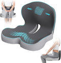 Ergonomic Seat Cushion for Office Chair & Car - Memory Foam Car Cushions for Driving with L-Shaped Design, Adjustable Strap, Non-Slip Bottom - Orthopedic Pad for Truck Driver (Grey)