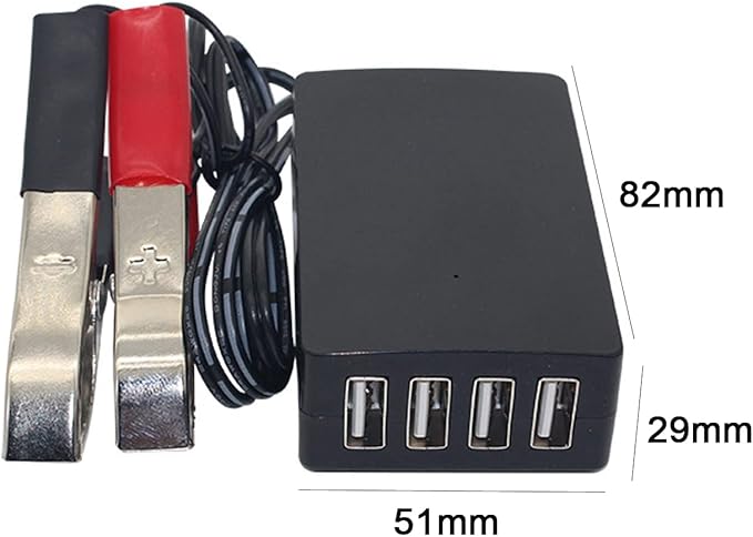 4USB Port Power Adapter with Clip 12V 24V to 5V 8A for Charging Cell Phone USB Power Efficiency USB Power Adapter Charger Car