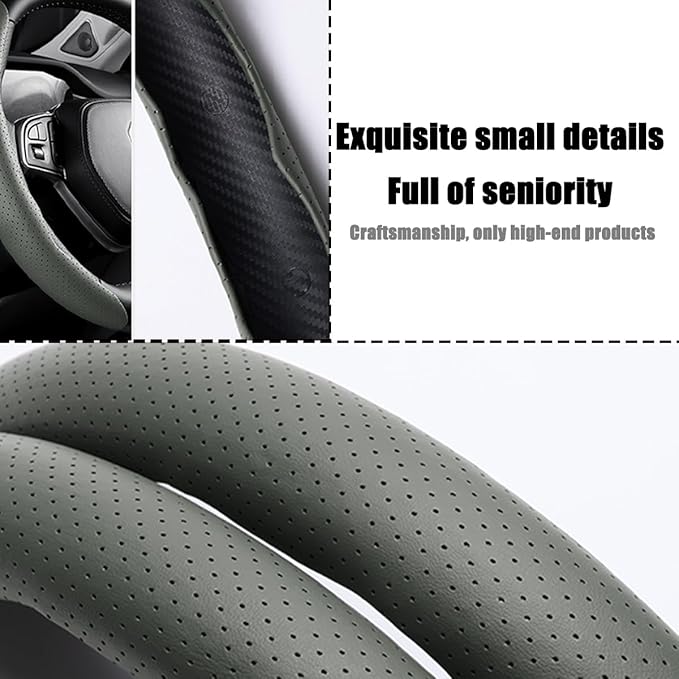 LoyaForba Car Steering Wheel Cover, Universal 15 Inch Leather Segmented Auto Steering Wheel Protector, Anti-Slip and Soft Breathable, Car Interior Accessories for Most Vehicle, SUV, Truck (Green)