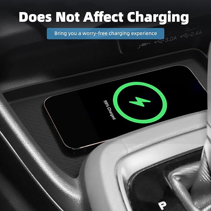 Center Console Wireless Charging Pad Fit for Subaru CrossTrek & Impreza 2024 2025 Silicone Non-Slip Wireless Charger Tray Protective Mat Interior Accessories