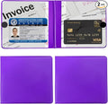 Ziciner 2PCS Car Registration and Insurance Holder, 5.2"× 4.7" Leather Auto Glove Box Organizer with Closure, Essential Car Document Holder for Card, Driver License (Purple)