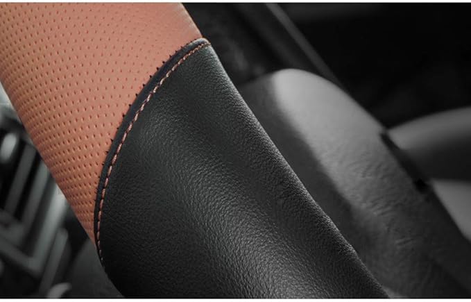 Universal Leather Car Steering Wheel Cover Colorful Steering Wheel Cover Cute Women 15 Inch Steering Wheel Protector (Brown)