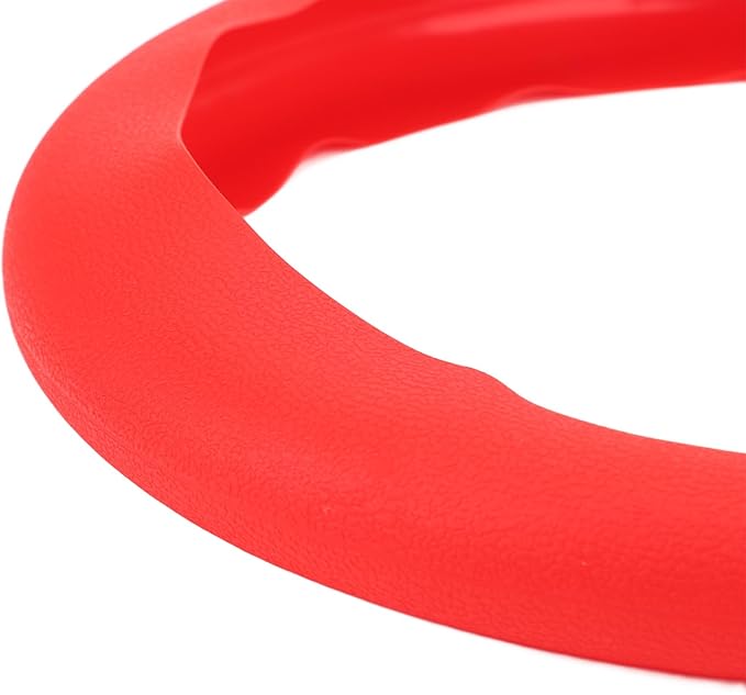 Silicone Steering Wheel Cover, Antislip Design, Sweatproof Protector for Cars, Fits Most Standard Sizes (Red)