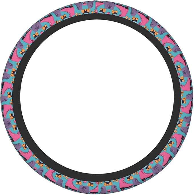 Retro Colorful Roller Skates Universal Fit Steering Wheel Cover for Car, Truck, and SUV, Durable Steering Wheel Protection