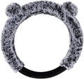 BDK Faux Fur/Wool/Sheepskin Steering Wheel Cover for Women - Cute, Bear Fur, Soft, Fluffy, and Warm, Great for Winter Gray with Ears, 14.5-15