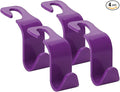 Soleebee 4 Pack Car Headrest Hooks - Universal Auto Hooks, Back Seat Hangers, Storage Organizer (Purple)