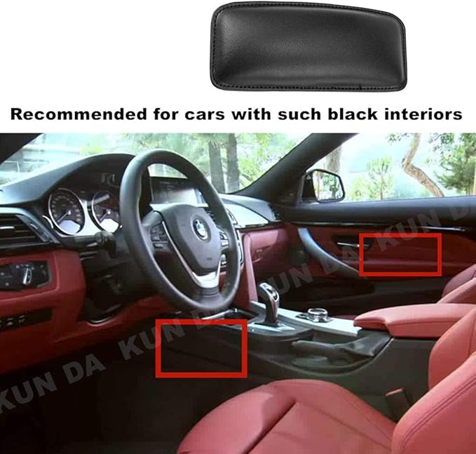 2 Pcs Automotive Black Soft Leather Center Console Knee Pad Padded Car Door Armrest Elbow Pad Comfort Pillow