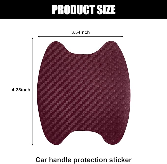 4PCS Car Handle Cup Stickers, Carbon Fiber Scratch Auto Door Protective Film, Non-Marking Bowl Protector, Universal Paint Cover Guard for Most Cars, SUV, Van (Wine Red)