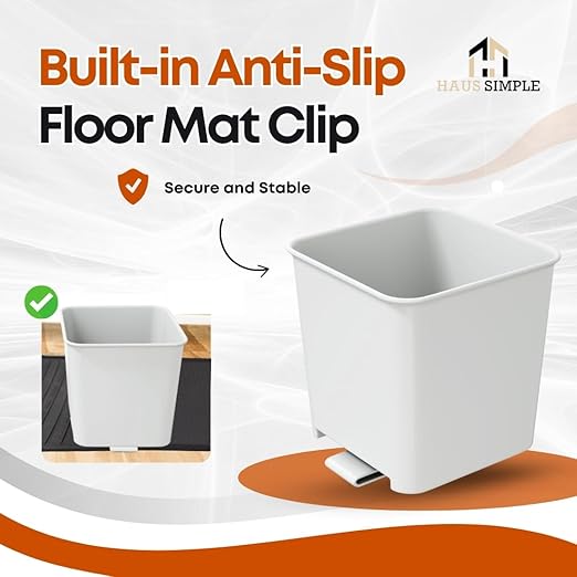 HAUSSIMPLE Car Trash Can Waterproof Vehicle Garbage Bin, Leakproof Anti Slip Floor Mat Clip Trash Bag Holder for Car, Truck, SUV, Van Portable Auto Trash Container with Stability Clips (White, Small)