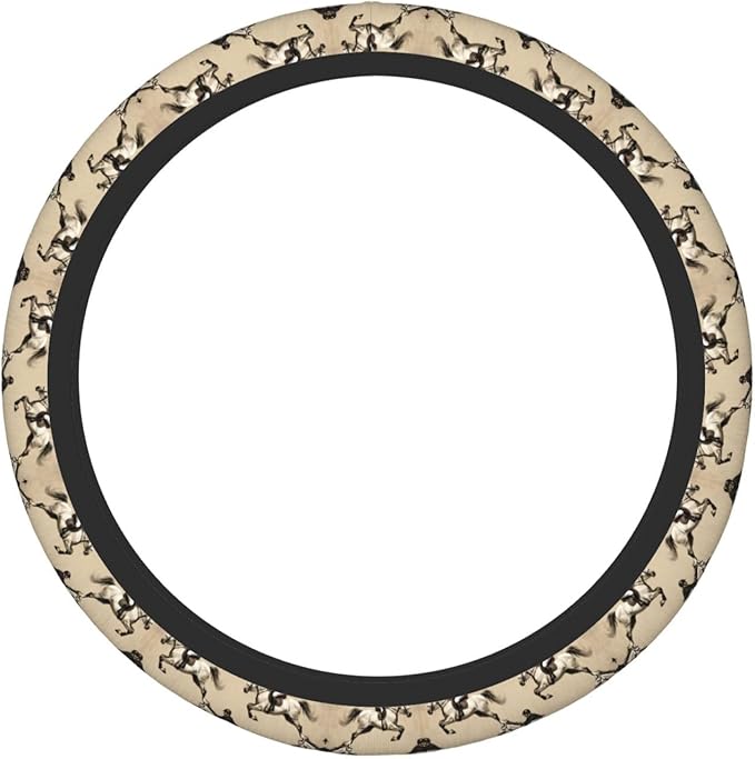 Neoprene Steering Wheel Cover Brown Equestrian Horse Jumping Car Steering Wheel Cover Universal Fit for Most Cars