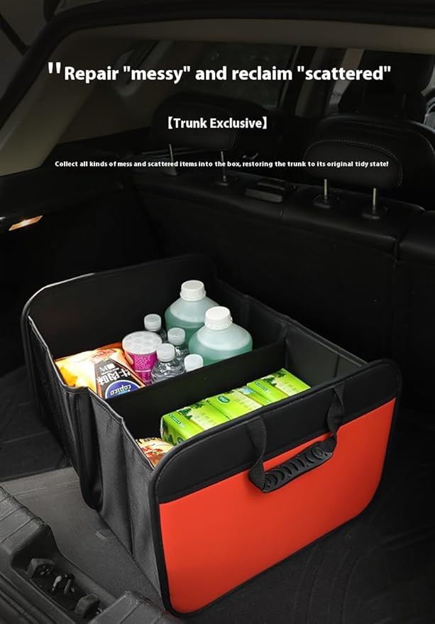 Zenithide Car Trunk Organizer with, Collapsible Car Trunk Storage Organizer, Car Organizer and Storage for SUV, Truck, Sedan 21.7x17.7x13.4 Inches (Orange)