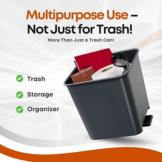 HAUSSIMPLE Car Trash Can Waterproof Vehicle Garbage Bin, Leakproof Anti Slip Floor Mat Clip Trash Bag Holder for Car, Truck, SUV, Van Portable Auto Trash Container with Stability Clips (Gray, Small)