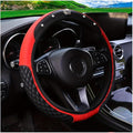 Bling Car Steering Wheel Cover, Diamond Leather Crystal Rhinestones Vehicles Steering Wheel Protector, Sparkling Anti-Slip Automotive Interior Decoration Accessories, Universal Fit (Red)