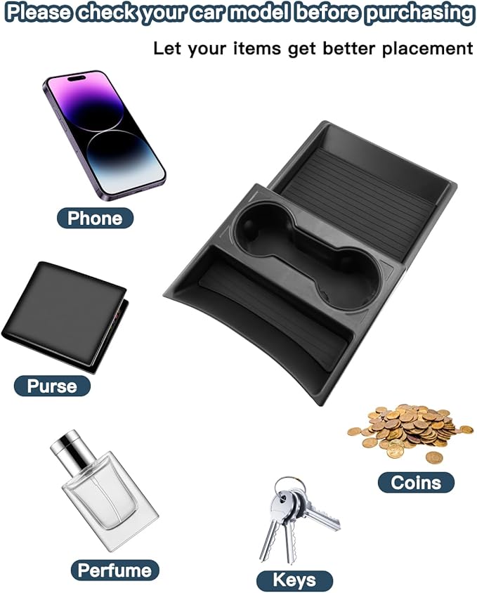 Ruiya Hummer EV Lower Console Organizer for GMC Hummer EV Accessories ABS Material with Cup Holder Under Console Organizer Compatible with (2024/2025) Hummer EV SUV & (2022-2025) Hummer EV Pickup