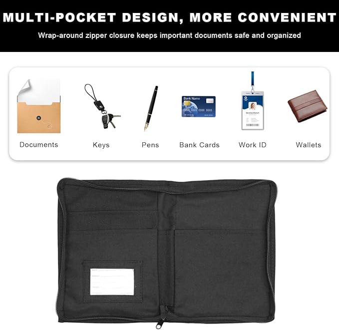 Car Registration Insurance Holder, Multipurpose Glove Box Organizer Car Manual Holder Zippered Case, Vehicle Document Organizer for Essential Gadgets, Driver License, Cards