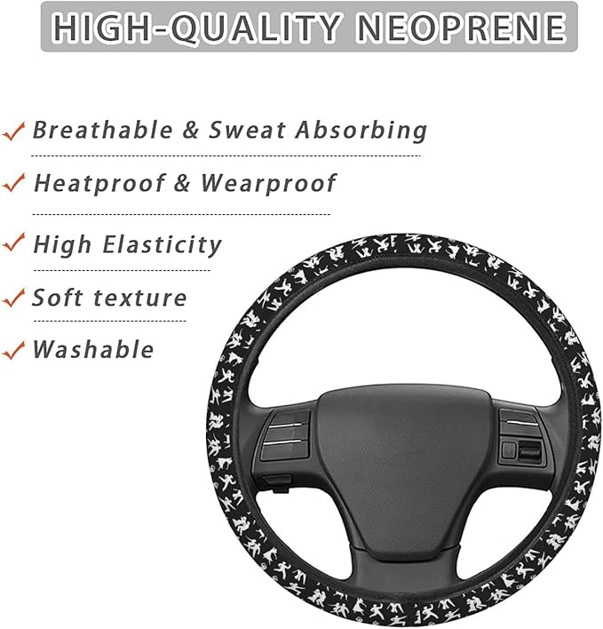 FeHuew Dancing Men Women Steering Wheel Cover for Women, Girls 15 inch Universal Auto Car Anti Slip Wrap Steering Wheel Covers Fit for Vehicles, Truck, SUV