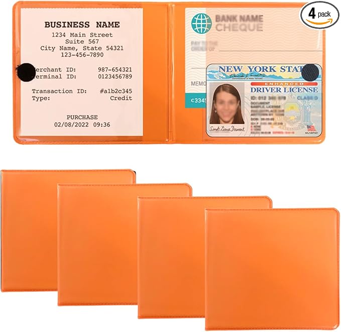 4 PCS Car Registration and Insurance Holder, 10.6''×4.8'' Essential Auto Card Glove Box Organizer with Closure, Vehicle Interior Accessories Perfect for Documents, Cards