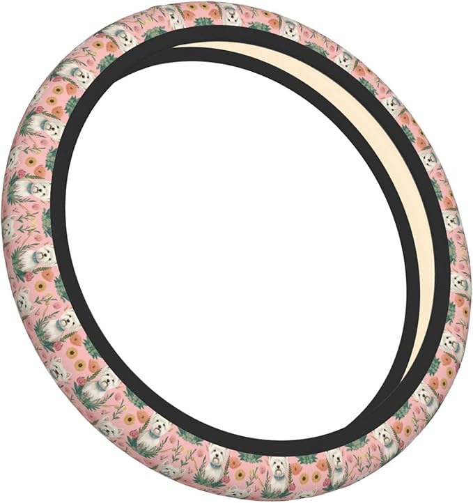 Neoprene Steering Wheel Cover Westie Floral Car Steering Wheel Cover Universal Fit for Most Cars