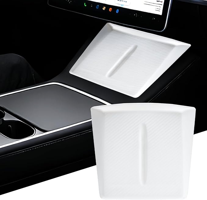 Tesla Wireless Charging Pad Silicone Protective Pad Accessories, Tesla Wireless Charging pad Accessories for 2025-2026 Tesla Model Y Juniper Premium/Performance - White
