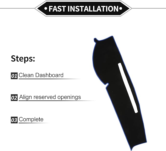 Dash Cover Compatible for Toyota Tacoma 2005-2015, Non-Slip Polyester Black Blue Center Console Dashboard Cover Pad Carpet