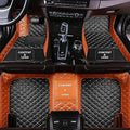 Custom Making Car Floor Mats Compatible for 2000-2025 All Mode Sedan SUV Sports Car Full Coverage Cute Pads Protection Non-Slip Leather Floor Liners (Black+Orange Edge)