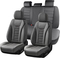 Coverado Car Seat Covers Full Set, Seat Covers for Cars, Front Seat Covers and Back Seat Cover Waterproof Leather Automotive Seat Cover, Universal Car Interior Protectors Cushion for Most Cars