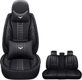 Pengchen Full Set of Universal Fit Automotive Seat Covers fit for Honda Accord Crosstour 2010-2011, PU Leather Automobile Interior Sets with Headrest & Back Pillow Black & Black Line