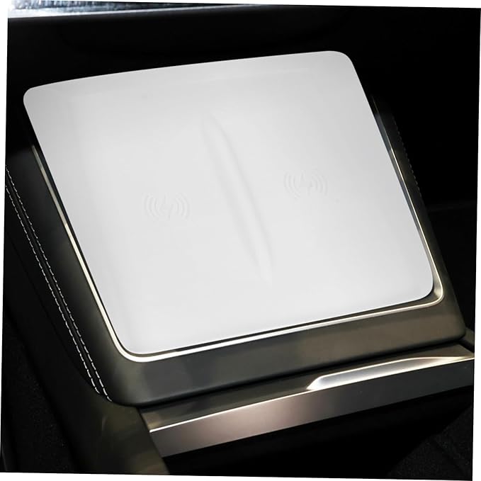 TEHAUX Charging Pad Silicone Mat Non- Phone Charger Compatible Center Console Easy Installation Car Interior Accessory White
