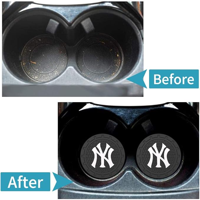 Silicone Yankees Car Cup Holder Coasters,Baseball Fans Car Coasters for NY Yankees Fans, Non-Slip Universal Fit Cup Holder Insert