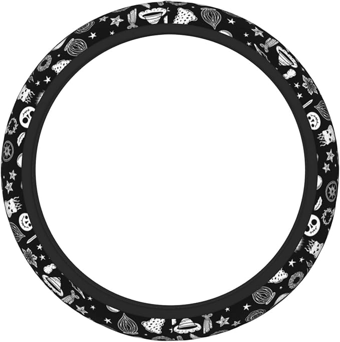 Ghost Steering Wheel Cover for Women Men Girls, Car Accessories Decor Thickened Anti-Slip Auto Steering Wheel Covers Protector Universal Fit 15 Inch for Cars, Truck, SUV