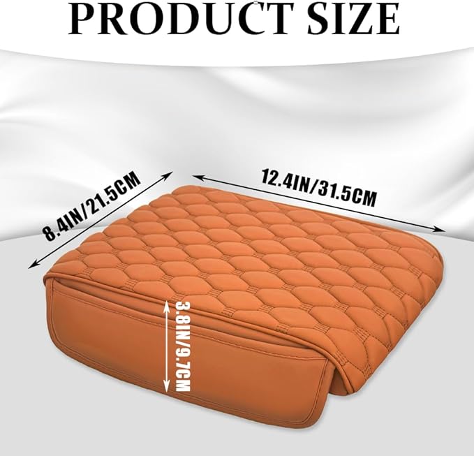Upgraded Car Center Console Cover, Armrest Cover for Car, Waterproof Leather Auto Armrest Cover Protector with 2 Pocket, Comfortable Arm Rest Box Cushion Pad for Vehicles, Trucks (Yellow)