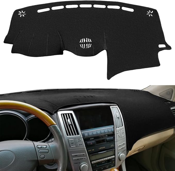 Dash Cover Mat Custom Fit for 2004-2006 Lexus RX330,2007-2009 RX350, 2006-2008 RX400h, Dashboard Cover Pad Carpet Protector with Cutout for Speaker (Black) F82