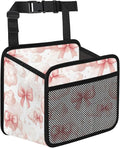 Pink Bows Clouds Car Backseat Organizer PU Leather Automotive Back Seat Storage Bag Universal Hanging Garbage Box Travel Accessories Foldable