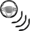 Carbon Fiber Steering Wheel Cover 3pcs Anti-Slip Car Steering Wheel Accessories Snap on Grip 15 inch Universal Matte Black