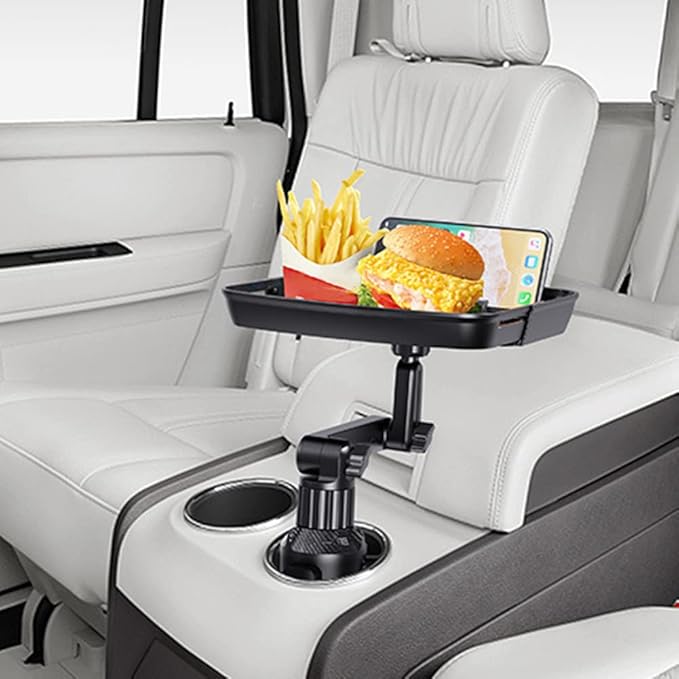 Cup Holder Tray Table, Car Drink Holders Tray, 360º Rotation Adjustable Stretchable Non-Slip Car Tray for Eating, Portable Car Interior Organizer Accessories(Size:6-7.95x6.75inch)