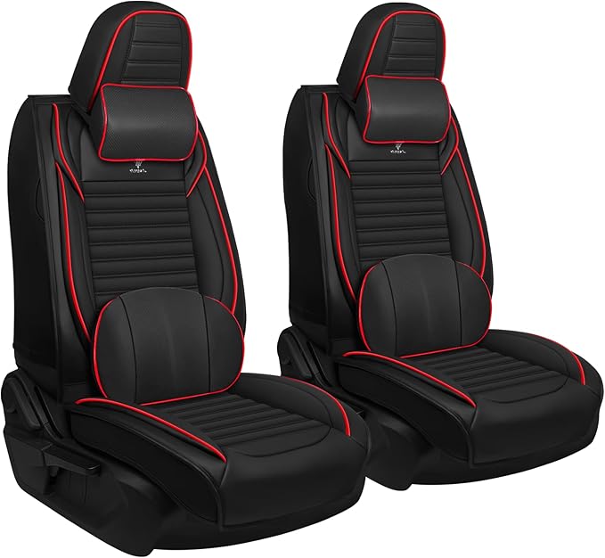 ARTIBY Seat Covers Custom Fit for Mitsubishi Outlander 2004-2025, Breathable and Comfortable Leather Seat Cover, Deluxe Waterproof Cushion Cover Auto Interior Accessories (Black Red)