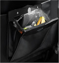 Hanging Car Trash Bag, Foldable Magnetic Garbage Can with Smart LED for Front Back Seat, Multi-Functional Waterproof Leather Rubbish Bag Storage Pocket, Car Accessories (Black)
