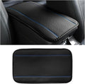 Car Armrest Seat Box Cover, Comfortable Leather Automotive Center Console Cushion Pad, Soft Waterproof Vehicle Arm Rest Protector Mat Accessories, Universal for RV, SUV, Truck (Black/Blue)
