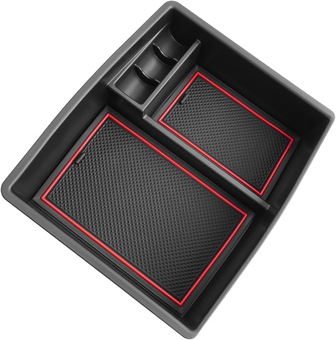 SKTU 2024 2025 2026 Tacoma Center Console Organizer 2024 2025 2026 Tacoma (SR/SR5/TRD/Limited/Trailhunter/TRD Pro) Console Tray Tacoma 2024 2025 2026 Accessories with Coin Holder (Red)