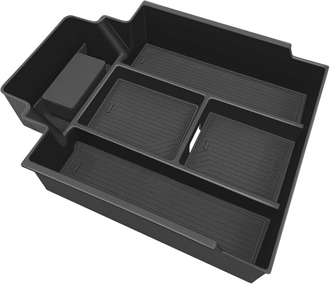 BestEvMod Center Console Organizer Tray Compatible with Chevrolet Silverado EV 2024 2025 Pickup Armrest Storage Box ABS Material with PVC Trim Not Fit ICE or RST Models (Top)