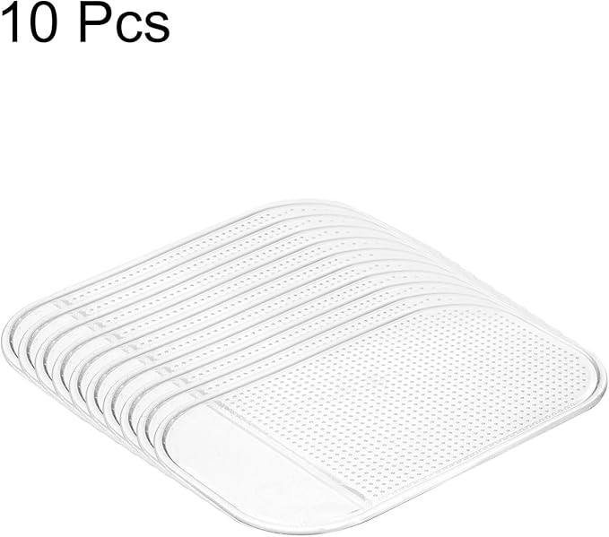 HARFINGTON 10pcs Car Dashboard Anti-Slip Mat 5.5" x 3" Universal Sticky Dash Pad Washable Reusable Car Non-Slip Mats for Phone Keys Sunglasses Electronic Devices, Transparent